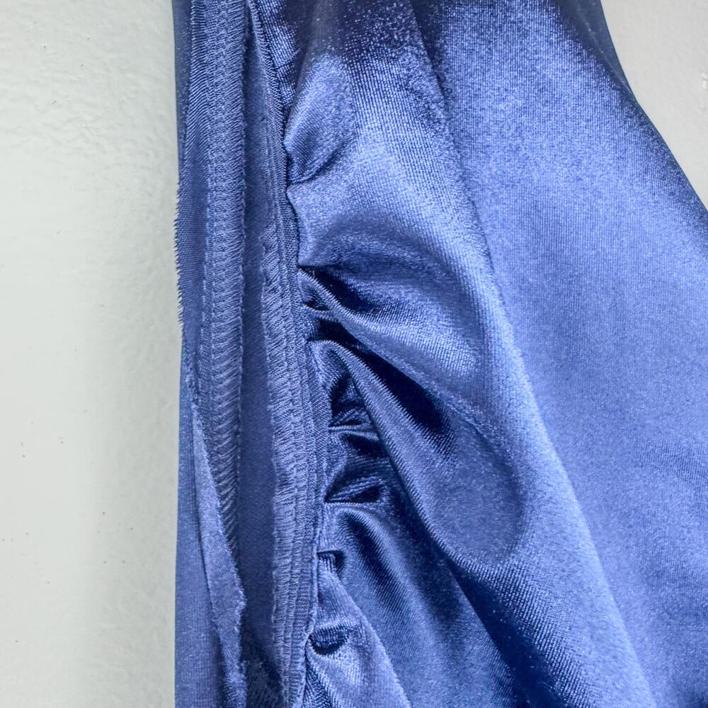 GB Gianni Bini Blue Satin One Shoulder Ruched Bodycon Mini Dress Size 7 - Picture 7 of 12